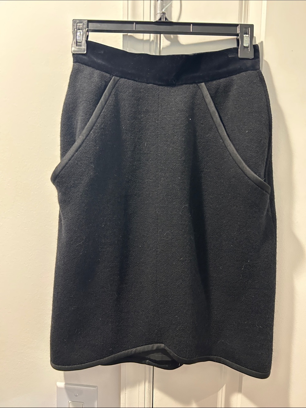 Vintage Yves Saint Laurent Black Pencil Skirt with Pockets